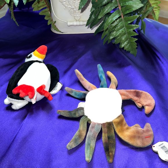 NWT & VTG📌 Ty Beanie Baby 1996  Claude the Crab &  Puffer the Penguin 1997 - Picture 8 of 16